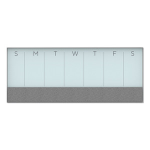 U Brands 3N1 Magnetic Glass Dry Erase Combo Board, Weekly Calendar, 36 x 15.25, Gray/White Surface, White Aluminum Frame (UBR3199U0001) View Product Image