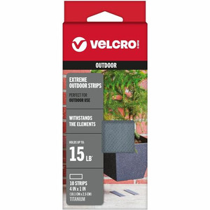 VELCRO Extreme Outdoor 4in x 1in Strips Titanium 10 ct - 4" Length x 1" Width - Titanium Product Image 