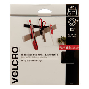 VELCRO Brand Low-Profile Industrial-Strength Heavy-Duty Fasteners, 1" x 10 ft, Black (VEK91100) View Product Image