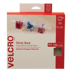 VELCRO Brand Sticky-Back Fasteners, Removable Adhesive, 0.75" x 30 ft, White (VEK91138) View Product Image