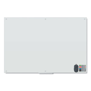 U Brands Magnetic Glass Dry Erase Board Value Pack, 72" x 48" (Actual Size: 70" x 47"), Frosted White Surface View Product Image