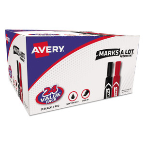 Avery MARKS A LOT Regular Desk-Style Permanent Marker Value Pack, Broad Chisel Tip, Assorted Colors, 24/Pack (98187) View Product Image