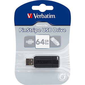 Verbatim 64GB Pinstripe USB Flash Drive - Black (VER49065) Product Image 