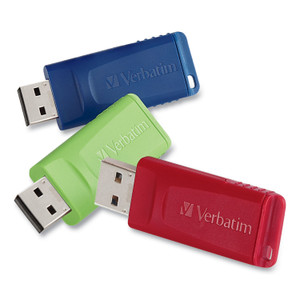 Verbatim Store 'n' Go USB Flash Drive, 4 GB, Assorted Colors, 3/Pack (VER97002) View Product Image