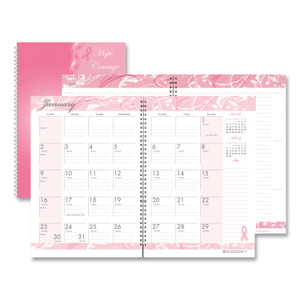 House of Doolittle Breast Cancer Awareness Recycled Ruled Monthly Planner/Journal, 10 x 7, Pink Cover, 12-Month (Jan to Dec): 2024 View Product Image