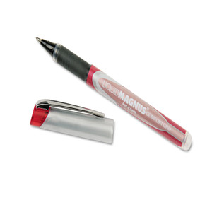 AbilityOne 7520015877785 SKILCRAFT Liquid Magnus Hybrid Gel Pen, Stick, Extra-Fine 0.5 mm, Red Ink, Red/Gray Barrel, 4/Pack (NSN5877785) View Product Image