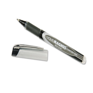 AbilityOne 7520015877791 SKILCRAFT Liquid Magnus Hybrid Gel Pen, Stick, Fine 0.7 mm, Black Ink, Black/Gray Barrel, 4/Pack (NSN5877791) View Product Image