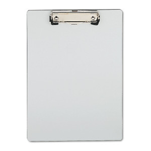 Universal Plastic Brushed Aluminum Clipboard, Portrait Orientation, 0.5" Clip Capacity, Holds 8.5 x 11 Sheets, Silver (UNV40303) View Product Image