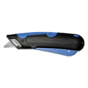 COSCO Easycut Self-Retracting Cutter with Safety-Tip Blade, Holster and Lanyard, 6" Plastic Handle, Black/Blue (COS091524) View Product Image