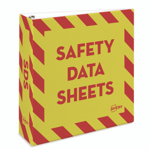 Avery Heavy-Duty Preprinted Safety Data Sheet Binder, 3 Rings, 3" Capacity, 11 x 8.5, Yellow/Red View Product Image