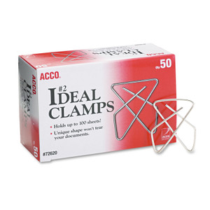 ACCO Ideal Clamps, #2, Smooth, Silver, 50/Box (ACC72620) View Product Image