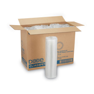 Dixie Cold Drink Cup Lids, Fits 16 oz Plastic Cold Cups, Clear, 100/Sleeve, 10 Sleeves/Carton (DXECL1424PET) View Product Image