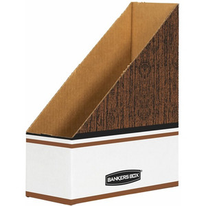 Bankers Box Oversized Magazine File Storage Box - Wood Grain, White - Cardboard Product Image 