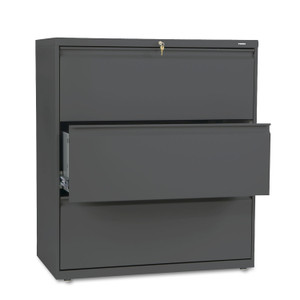 HON Brigade 800 Series Lateral File, 3 Legal/Letter-Size File Drawers, Charcoal, 36" x 18" x 39.13" View Product Image