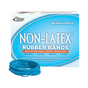 Alliance Antimicrobial Non-Latex Rubber Bands, Size 33, 0.04" Gauge, Cyan Blue, 4 oz Box, 180/Box (ALL42339) View Product Image