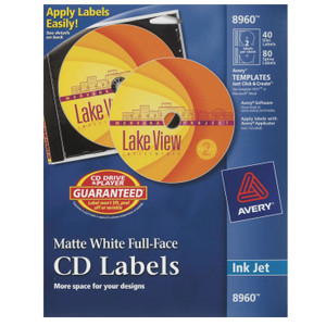 Avery Inkjet Full-Face CD Labels, Matte White, 40/Pack View Product Image