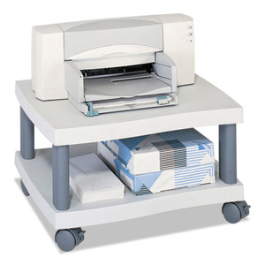 Safco Wave Design Under-Desk Printer Stand, Plastic, 2 Shelves, 20" x 17.5" x 11.5", White/Charcoal Gray (SAF1861GR) View Product Image
