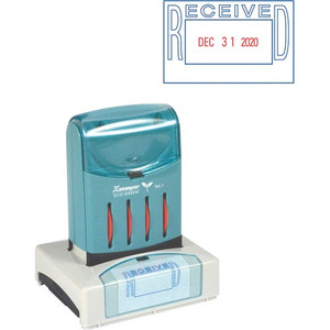 Xstamper VersaDater Pre-inked RECEIVED Date Stamp - Message/Date Stamp - RECEIVED - 1.31" Impression Width x 2.12" Impression Length - Blue, Red - Recycled Product Image 