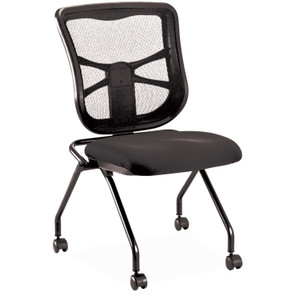 Alera Elusion Mesh Nesting Chairs, Supports Up to 275 lb, 18.1" Seat Height, Black Seat, Black Back, Black Base, 2/Carton View Product Image