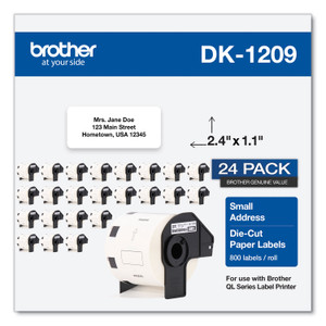 Brother Die-Cut Address Labels, 1.1 x 2.4, White, 800 Labels/Roll, 24 Rolls/Pack (BRTDK120924PK) View Product Image