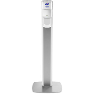 Purell&Reg; Messenger Es8 Silver Panel Floor Stand With Dispenser (GOJ7308DSSLV) View Product Image