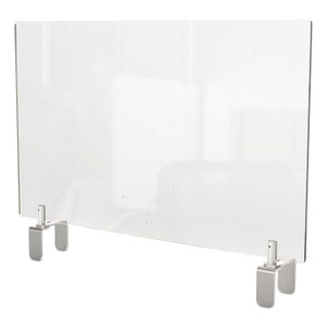 Ghent Clear Partition Extender with Attached Clamp, 29 x 3.88 x 24, Thermoplastic Sheeting (GHEPEC2429A) View Product Image