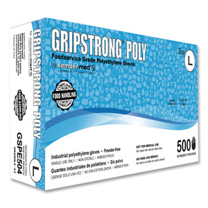 GripStrong Poly Foodservice Grade Polyethylene Gloves, Clear, Large, Polyethylene, 500/Box, 20 Boxes/Carton View Product Image