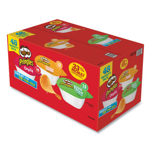 Pringles Potato Chips; Original; Cheddar Cheese; Sour Cream and Onion, 0.74 oz Canister, 48/Carton View Product Image