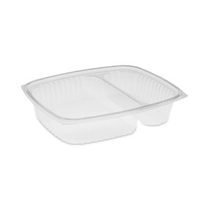 Pactiv Evergreen Showcase Deli Container, Base Only, 2-Compartment, 10 oz; 23 oz, 9 x 7.4 x 1.5, Clear, Plastic, 220/Carton (PCTYCI854200000) View Product Image