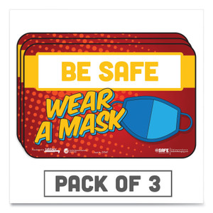 Tabbies BeSafe Messaging Education Wall Signs, 9 x 6,  "Be Safe, Wear A Mask", 3/Pack (TAB29547) View Product Image