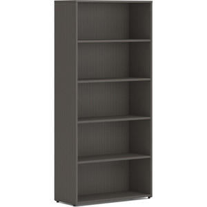 HON Mod HLPLBC3013B5 Book Case - 65" Height x 30" Width x 13" Depth - 5 Shelve(s) - 3 Adjustable Shelf(ves) - Finish: Slate Teak - Adjustable Shelf, Durable, Laminated, Scratch Resistant, Spill Resistant, Stain Resistant Product Image 