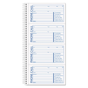 TOPS Second Nature Phone Call Book, Two-Part Carbonless, 5 x 2.75, 4 Forms/Sheet, 400 Forms Total View Product Image