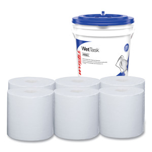 WypAll Critical Clean Wipers for Bleach, Disinfectants, Sanitizers WetTask Customizable Wet Wiping System, w/Bucket,140/Roll, 6/CT View Product Image