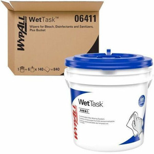 Wypall CriticalClean WetTask Wipers & Bucket - For Multi Surface - 6" Length x 12" Width - White - 140/Roll Product Image 