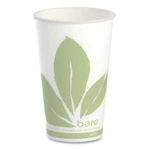 SOLO Bare Eco-Forward Paper Cold Cups, ProPlanet Seal, 16 oz, Green/White, 100/Sleeve 10 Sleeves/Carton (SCCRW16BBD110CT) View Product Image