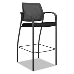 HON Ignition 2.0 Ilira-Stretch Mesh Back Cafe Height Stool, Supports Up to 300 lb, 31" High Seat, Black Seat/Back, Black Base View Product Image