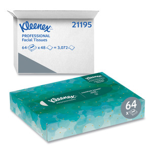 Kleenex White Facial Tissue Junior Pack, 2-Ply, 48 Sheets/Box, 64 Boxes/Carton (KCC21195) Product Image 