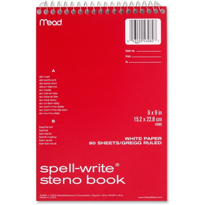Mead Spell-Write Steno Book - 80 Sheets - 6" x 9" Sheet Size - White Paper Product Image 