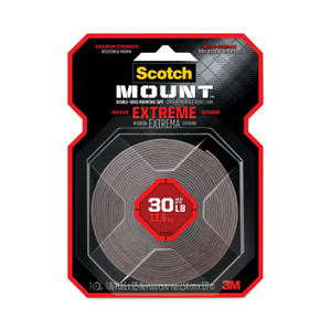 Scotch Extreme Mounting Tape, Holds Up to 30 lbs, 1 x 60, Black View Product Image