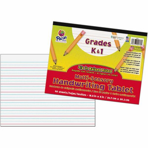 Pacon Grades K-1 Multi-sensory Handwriting Tablet - 40 Sheets - Wide Ruled Front Ruling - 8" x 10 1/2" Sheet Size - White Paper - Chipboard Cover Product Image 