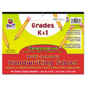 Pacon Multi-Sensory Handwriting Tablet, 5/8" Long Rule, 8 x 10.5, 40/Pad (PAC2470) View Product Image