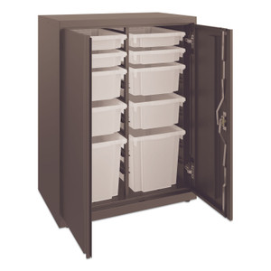 HON Flagship Storage Cabinet with 4 Small, 4 Medium and 2 Large Bins, 30w x 18d x 39.13h, Charcoal (HONSC183930LGS) View Product Image