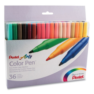 Pentel Fine Point 36-Color Pen Set, Fine Bullet Tip, Assorted Colors, 36/Set (PENS36036) View Product Image