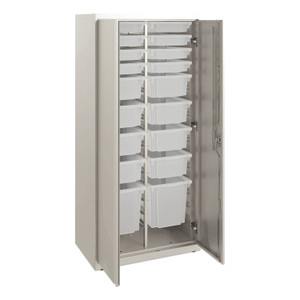 HON Flagship Storage Cabinet with 8 Small, 8 Medium and 2 Large Bins, 30w x 18d x 64.25h, Loft (HONSC186430LGLO) View Product Image