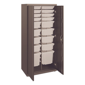 HON Flagship Storage Cabinet with 8 Small, 8 Medium and 2 Large Bins, 30w x 18d x 64.25h, Charcoal (HONSC186430LGS) View Product Image