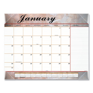 Marbled Desk Pad, Marbled Stone Artwork, 22 x 17, White/Multicolor Sheets, Clear Corners, 12-Month (Jan to Dec): 2026 Product Image