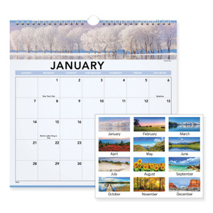 AT-A-GLANCE Landscape Monthly Wall Calendar, Landscapes Photography, 12 x 12, White/Multicolor Sheets, 12-Month (Jan to Dec): 2024 View Product Image
