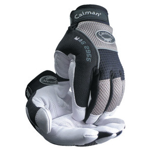 Caiman White Goat Grain Leather Palm Gloves  X-Large  White/Black/Gray (607-2955-Xl) View Product Image