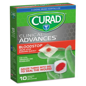 Curad Bloodstop Sterile Hemostat Gauze Pad, 1 x 1, 10/Box (MIICUR0055) View Product Image