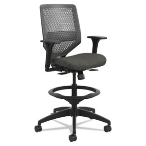 HON Solve Series ReActiv Back Task Stool, Supports Up to 300 lb, 23" to 33" Seat Height, Ink Seat, Charcoal Back, Black Base (HONSVSR1ACLC10T) View Product Image